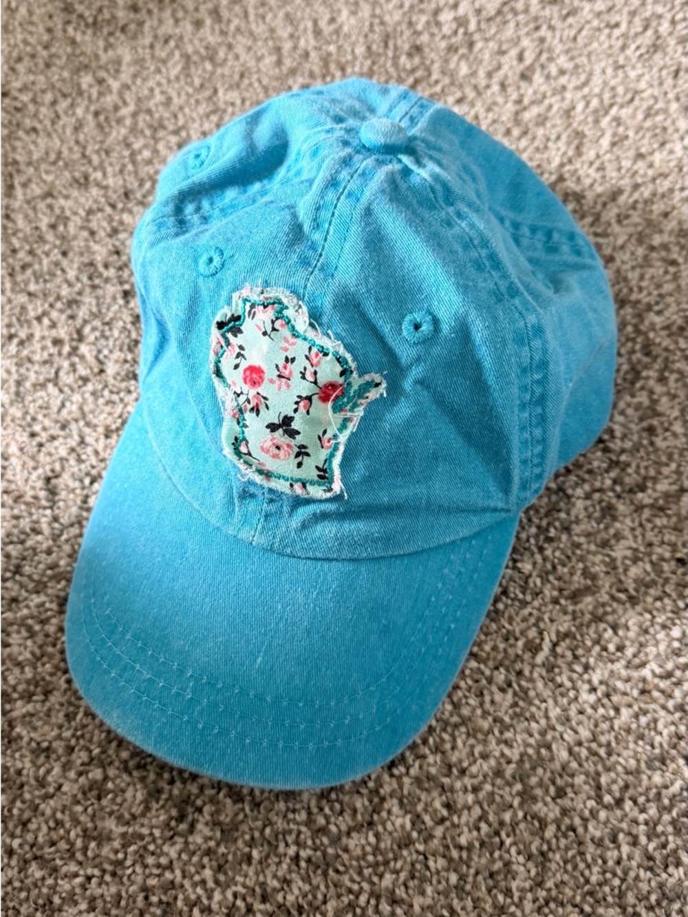 Kids 2-5Y Turquoise Floral Wisconsin Patch Baseball Cap